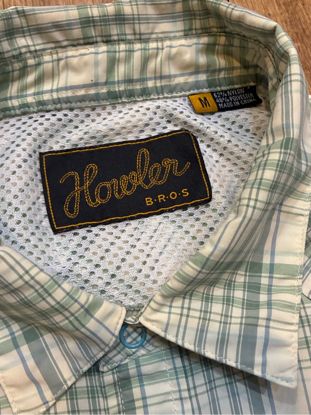 Howler Brothers Men's Green Plaid Long Sleeve H bar B TECH Snapshirt - Medium - Picture 4 of 7